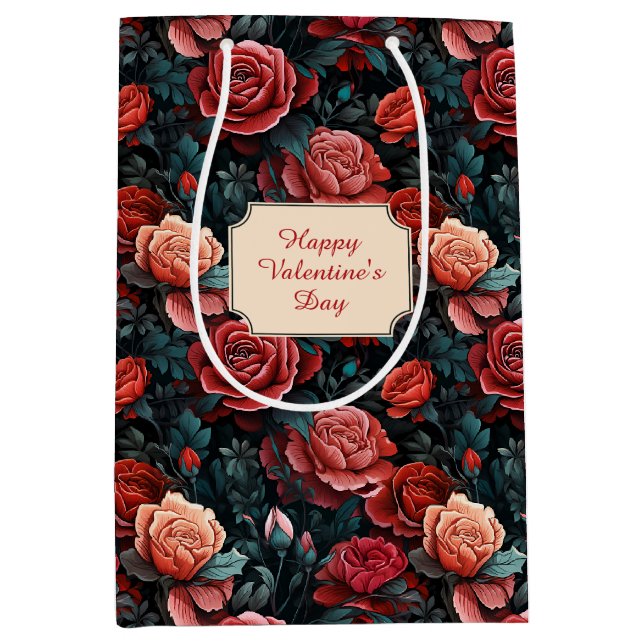 Romantische Schattierungen von Rote Rosen Mittlere Geschenktüte (Vorderseite)