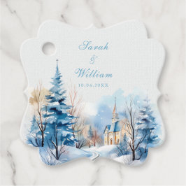 Romantische schneebedeckte Gastgeschenk Hochzeit T Geschenkanhänger