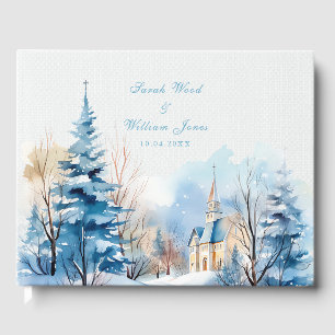Romantische Schneekirche Hochzeitsgast Gästebuch