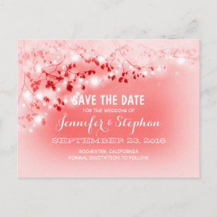 romantische Schnur beleuchtet rosa Save the Date Ankündigungspostkarte
