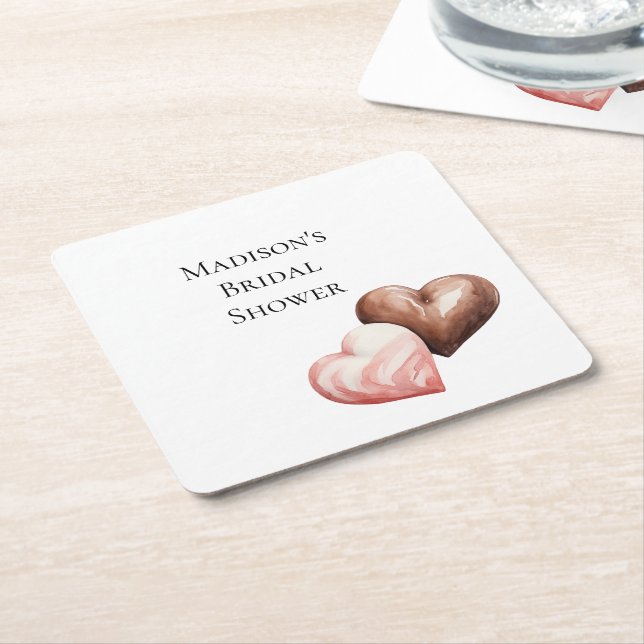 Romantische Schokolade Strawberry Hearts Brautpart Rechteckiger Pappuntersetzer (angewinkelt)
