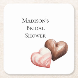 Romantische Schokolade Strawberry Hearts Brautpart Rechteckiger Pappuntersetzer