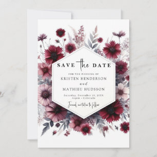 Romantische schöne Burgundy Wedding Save The Date