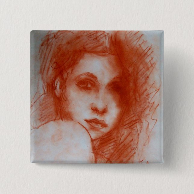 ROMANTISCHE SCHÖNHEIT / Frauenportrait in Sepia Br Button (Vorderseite)