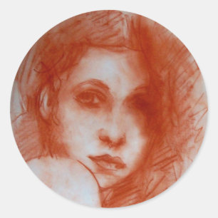 ROMANTISCHE SCHÖNHEIT / Frauenportrait in Sepia Br Runder Aufkleber