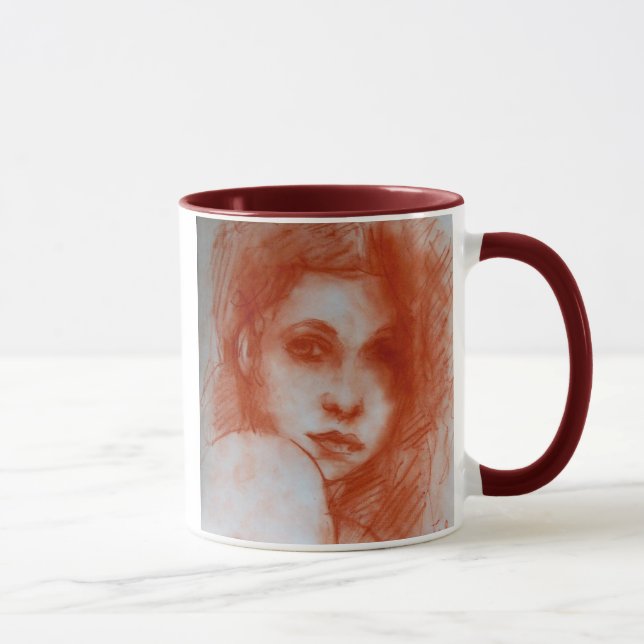 ROMANTISCHE SCHÖNHEIT / Frauenportrait in Sepia Br Tasse (Rechts)