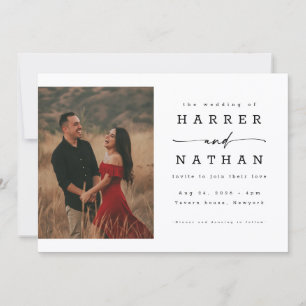 Romantische Schrift Foto QR-Code Hochzeit Einladung