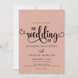 Romantische Schrift   Kalligraphische Hochzeitsein Einladung