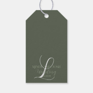 Romantische Schrift Sage Grün Anfangs Hochzeit Geschenkanhänger