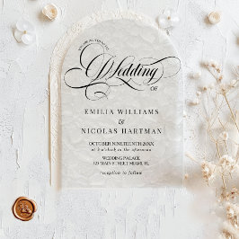 Romantische Schrift Schwarz-Weiß-Hochzeit Acryleinladungen