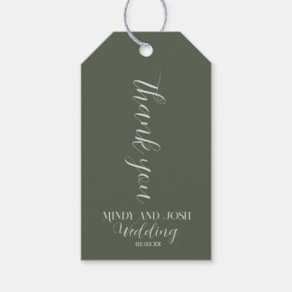 Romantische Schriftart Sage GRÜN Danke Hochzeit Geschenkanhänger