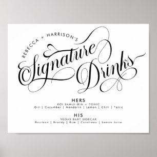 Romantische Schriftzug-Signature-Drinks-Hochzeitsb Poster