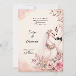 Romantische Schwan-Braut und Bräutigam Blush Rosa Einladung