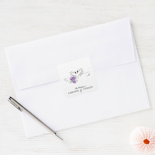 Romantische Schwan-Paar-Herz-Blumen-Hochzeitsaufkl Quadratischer Aufkleber