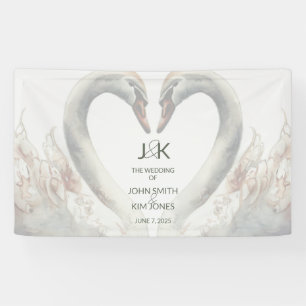 Romantische Schwäne Hochzeitspaare Monogram Banner