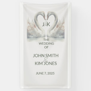 Romantische Schwäne Hochzeitspaare Monogram Banner