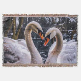 Romantische Schwäne im Winterwunderland Decke