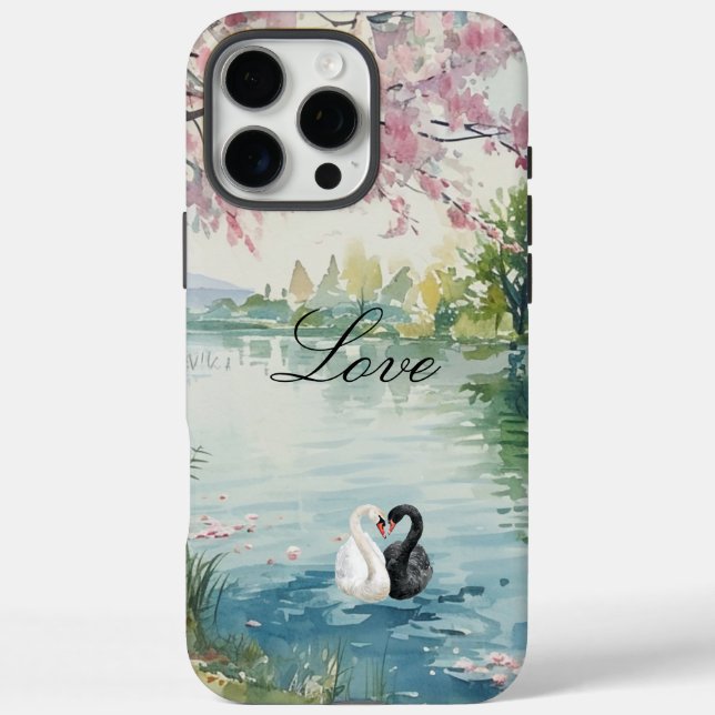 Romantische Schwäne Liebe iPhone 16 Pro Max Hülle (Rückseite)