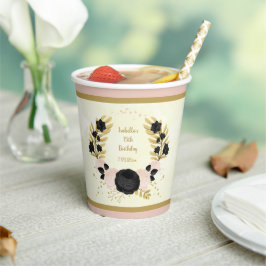 Romantische schwarz-rosa Blume Goldkranz Pappbecher