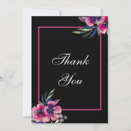 Romantische Schwarz-Rosa-Schrift Hochzeit Dankeskarte