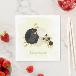 Romantische Schwarz-Weiß-Blume Serviette