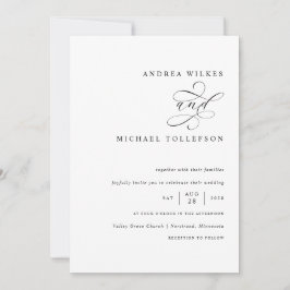 Romantische Schwarz-Weiß-Kalligrafie-Hochzeit Einladung