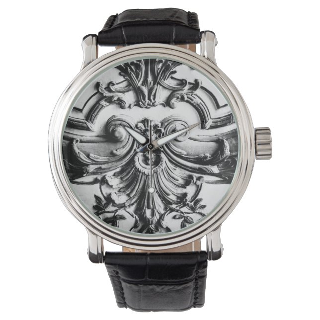 Romantische Schwarz-Weiß-Lilie - Versailles Armbanduhr (Vorderseite)
