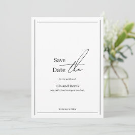 Romantische Schwarz-weiße Grenzschrift Save The Date