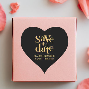 Romantische Schwarze Gold Custom Save the Date Hoc Herz-Aufkleber