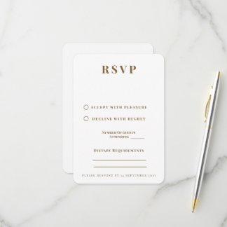 Romantische schwarze & goldene Hochzeits-RSVP-Kart RSVP Karte