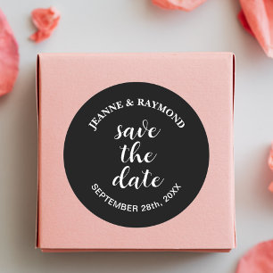 Romantische Schwarze Hochzeit Save the Date Runder Aufkleber