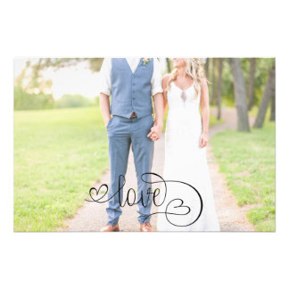 Romantische Schwarze Liebe Skript Elegante Hochzei Fotodruck