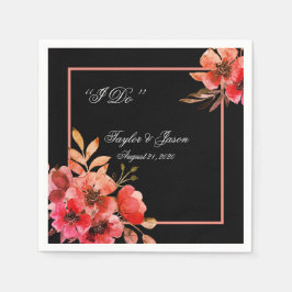 Romantische Schwarze Pfirsichschrift Serviette