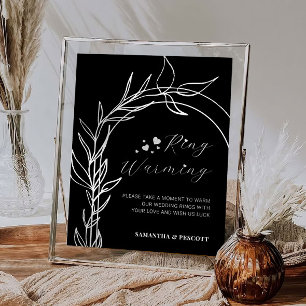 Romantische schwarze Ringe Erwärmung Hochzeitsschi Poster