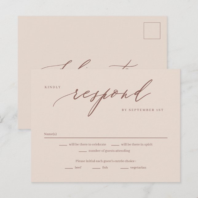 Romantische Script-bearbeitbare UAWG-Antwortkarte Postkarte (Vorne/Hinten)
