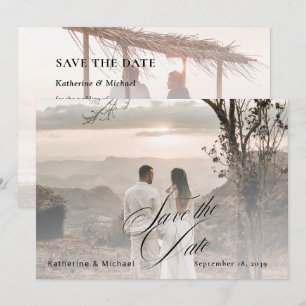 Romantische Script Calligrafy Add Foto Wedding Ger Save The Date