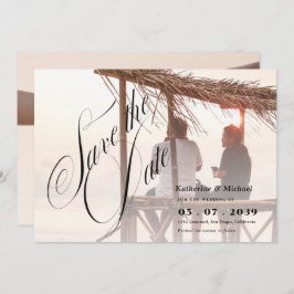 Romantische Script Calligrafy Add Foto Wedding Save The Date