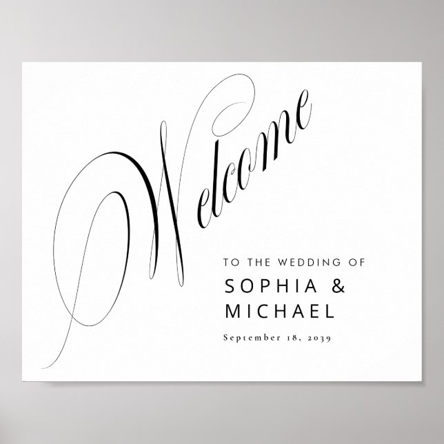 Romantische Script Calligraphy Wedding Welcome Sig Poster (Vorne)