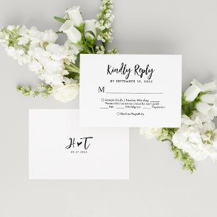 Romantische Script Heart Monogram Menu Wahl Hochze RSVP Karte