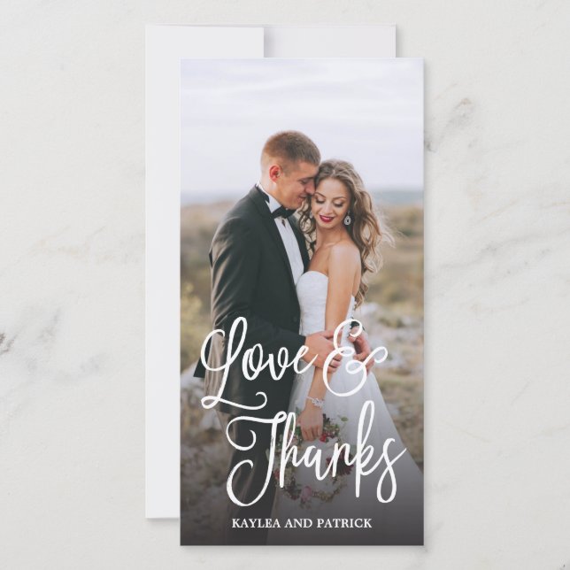 Romantische Script Hochzeit Danke Fotokarte (Vorderseite)