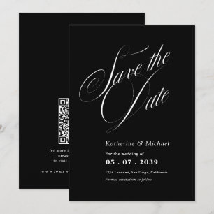 Romantische Script-Kalligrafie QR-Code Hochzeit Save The Date