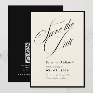 Romantische Script-Kalligrafie QR-Code Hochzeit Save The Date