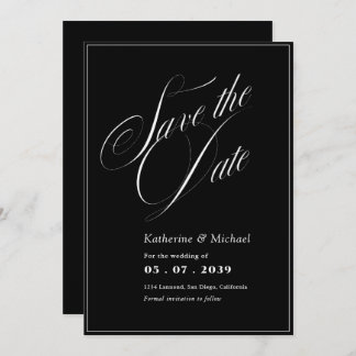 Romantische Script-Kalligrafie QR-Code Hochzeit Save The Date