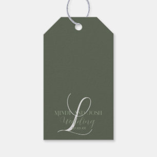 Romantische Script Sage Green Initial Wedding Geschenkanhänger