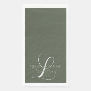 Romantische Script Sage Green Initial Wedding Serviette