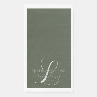 Romantische Script Sage Green Initial Wedding Serviette