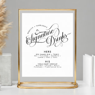Romantische Script Signature Drinks Hochzeit Bar Poster