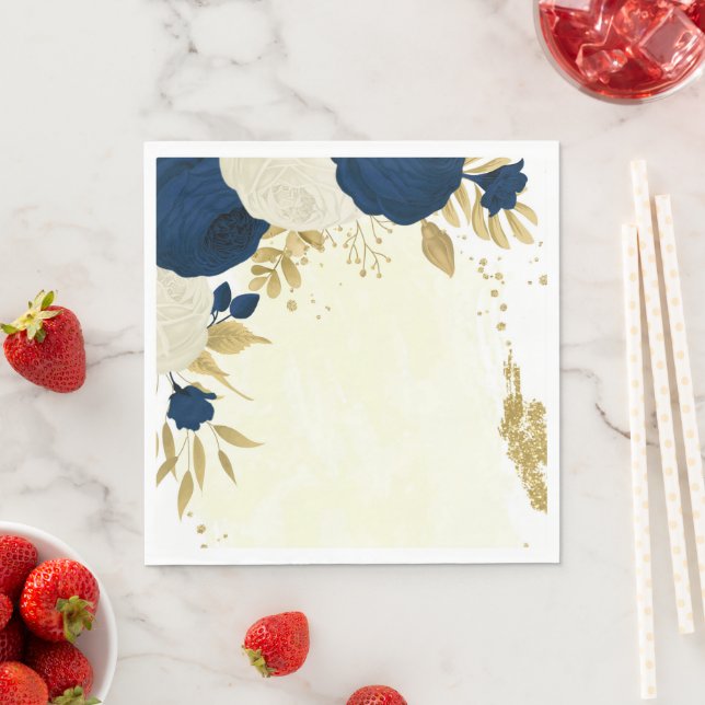 Romantische Seefahrt & weiße Blume Goldhochzeit Serviette (Beispiel)