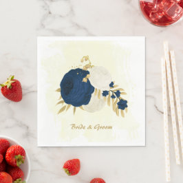 Romantische Seefahrt & weiße Blume Goldhochzeit Serviette