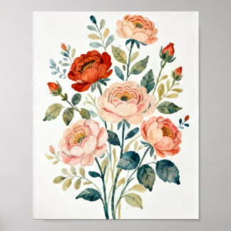 Romantische Shabby-Chic-Blumenkunst Poster